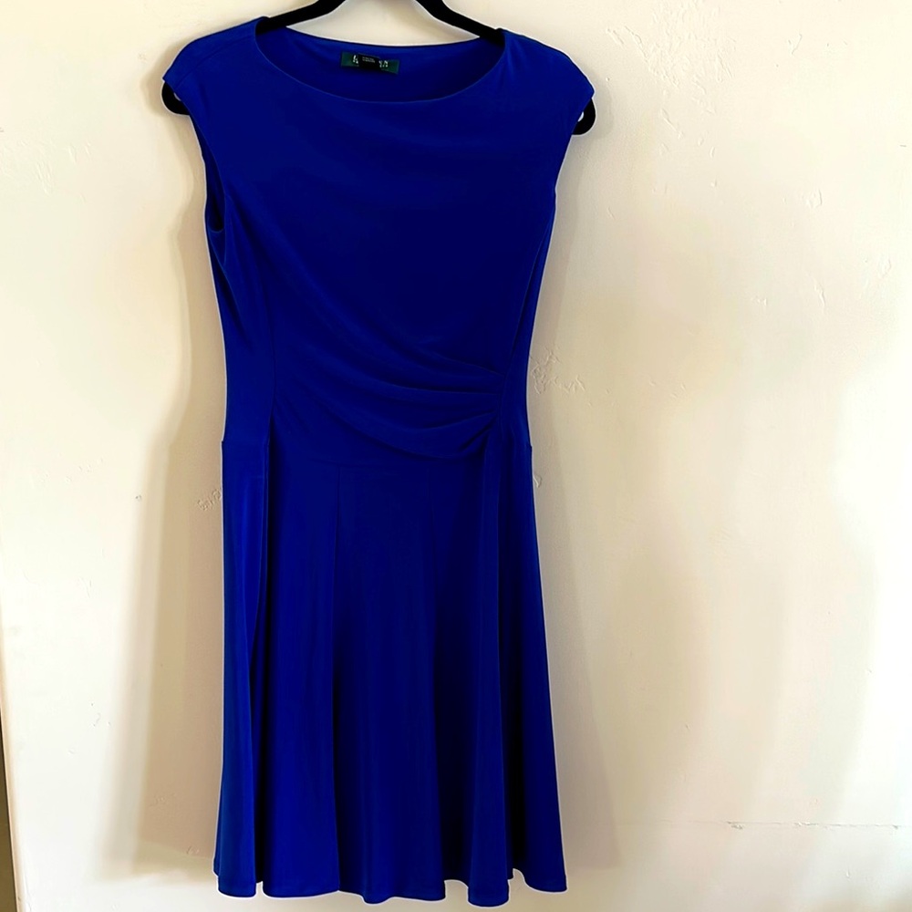 Ralph Lauren Blue Sleeveless A-Line Midi Dress size 6P